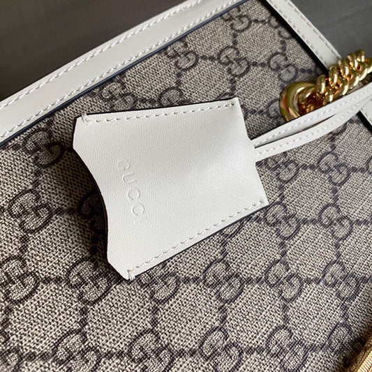 GC Padlock medium shoulder bag tote Beige/ebony GG Supreme canvas, with brown leather detail