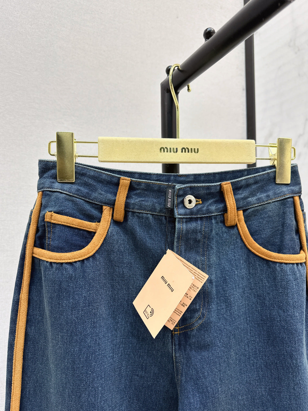 Miu New patchwork leather jeans