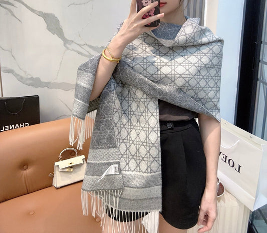 CD New style 100% cashmere scarf with cannage pattern