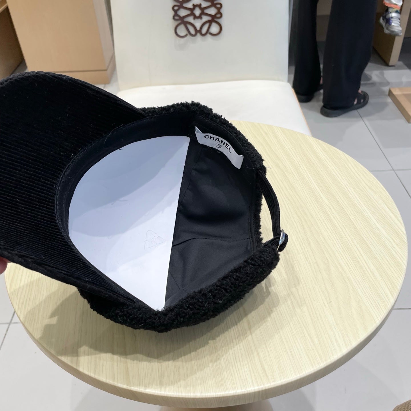 Chan Lamb wool and corduroy brim baseball cap