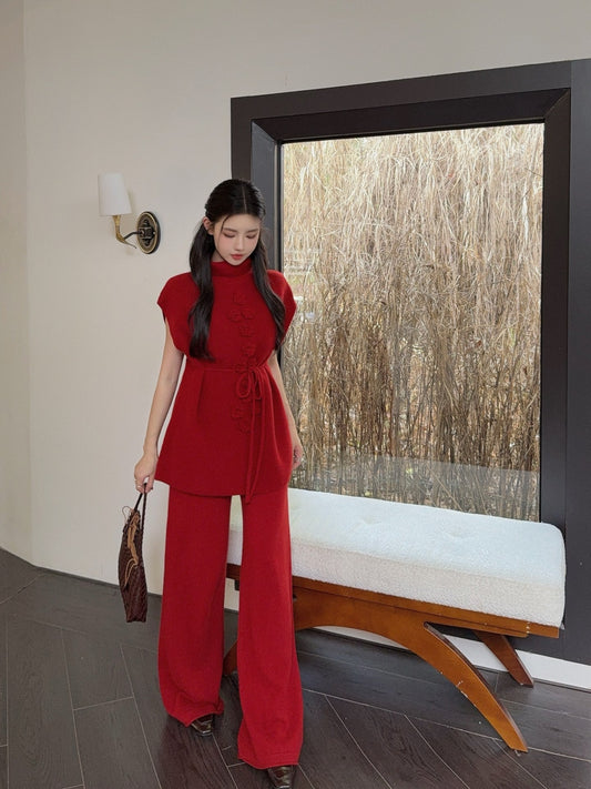 Chan NEW Sleeveless knitted set