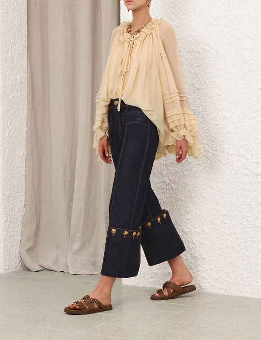 Zimm NEW Silk puff sleeve shirt