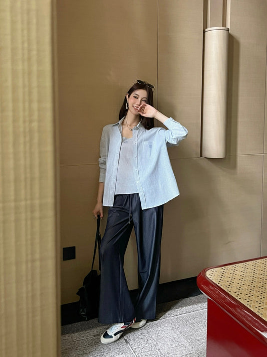 Loe NEW Striped vest shirt set