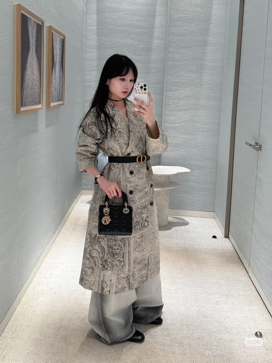 CD NEW print denim overcoats