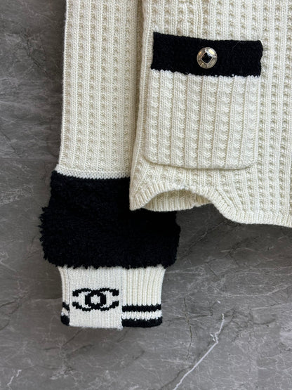 Chan's new knitted cardigan