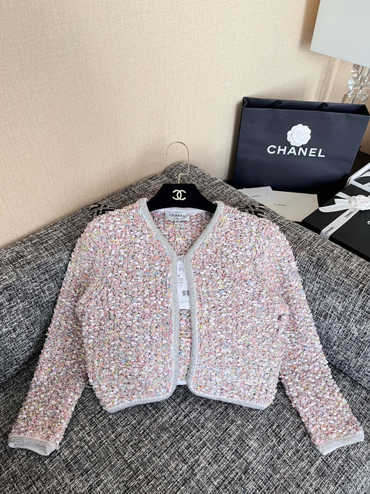 Chan's new tweed knit cardigan