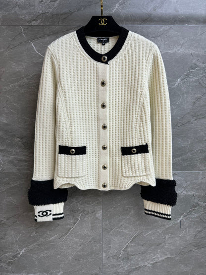 Chan's new knitted cardigan