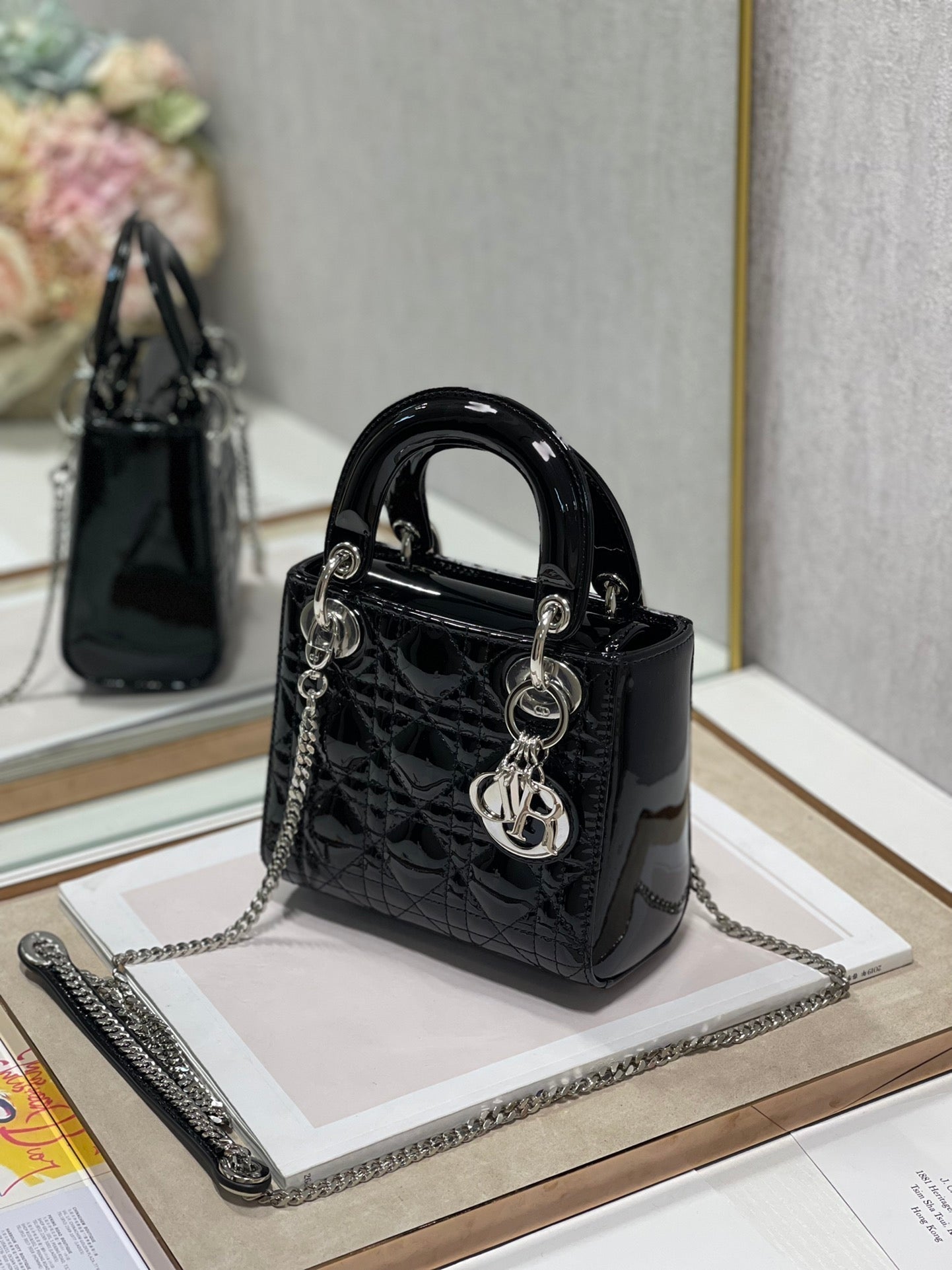 DO Mini & Small Lady Bag Black Patent Cannage Calfskin