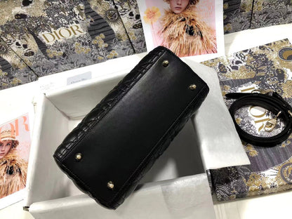 DO Mini Lady Bag Black Cannage Lambskin