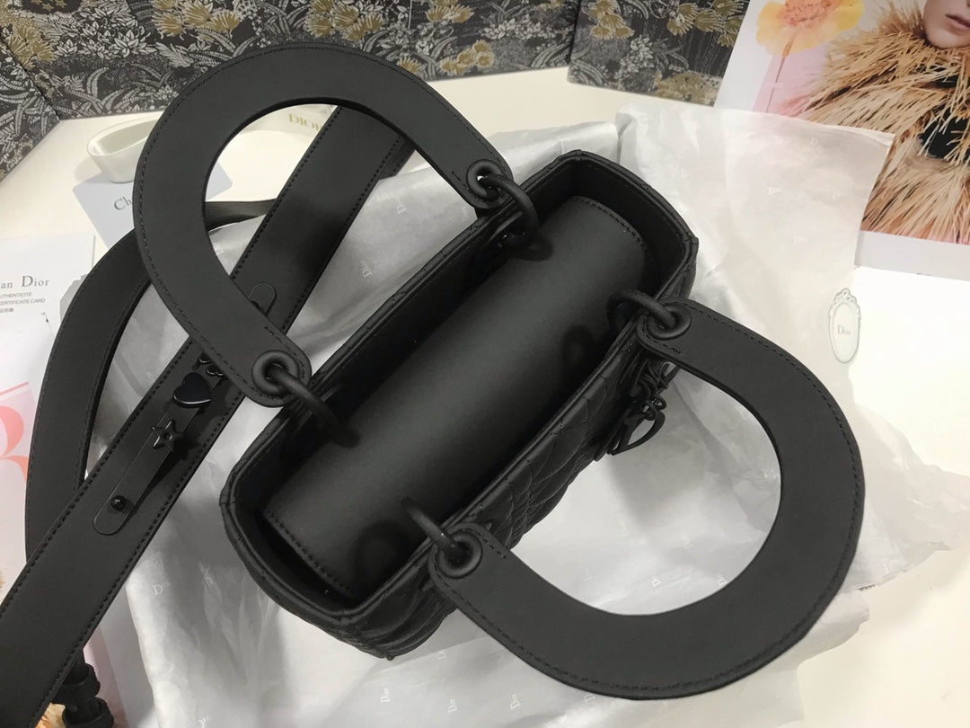 DO Mini Lady Bag Black Ultramatte Cannage Calfskin