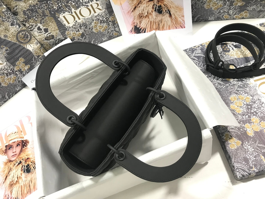 DO Mini Lady Bag Black Ultramatte Cannage Calfskin