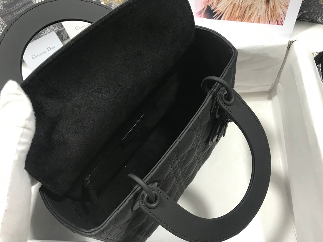 DO Mini Lady Bag Black Ultramatte Cannage Calfskin