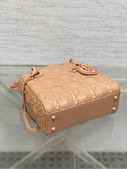 DO Mini Lady Bag  Matte Pink Diamond Pattern Calfskin