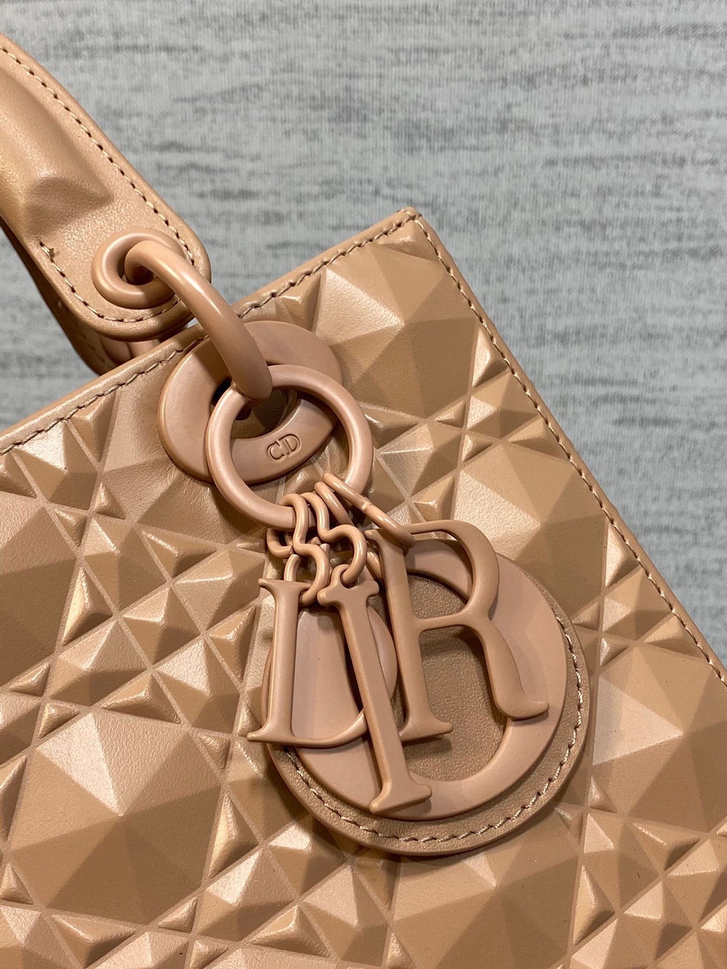 DO Mini Lady Bag  Matte Pink Diamond Pattern Calfskin