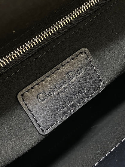 DO  Mini Lady Bag  Matte Black Diamond Pattern Calfskin