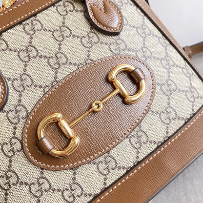 GC Horsebit 1955 small top handle bag Beige/ebony