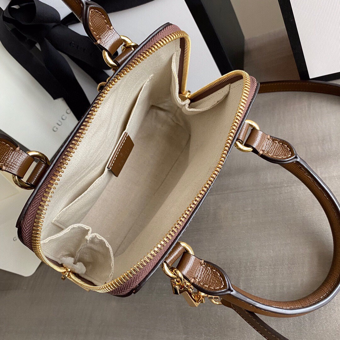 GC Horsebit 1955 small top handle bag Beige/ebony