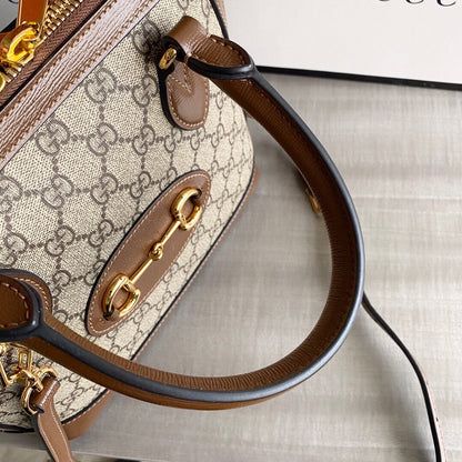 GC Horsebit 1955 small top handle bag Beige/ebony