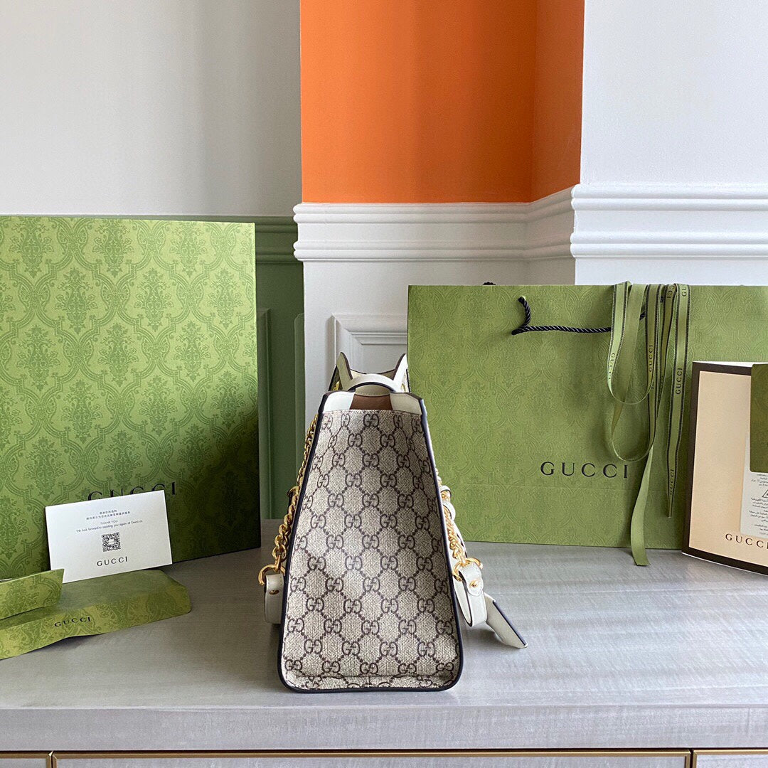 GC  Padlock medium shoulder bag tote Beige/ebony GG Supreme canvas, with brown leather detail