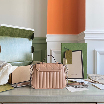 GC Marmont matelassé chevron leather Black / White / Dusty Pink / Gray Blue