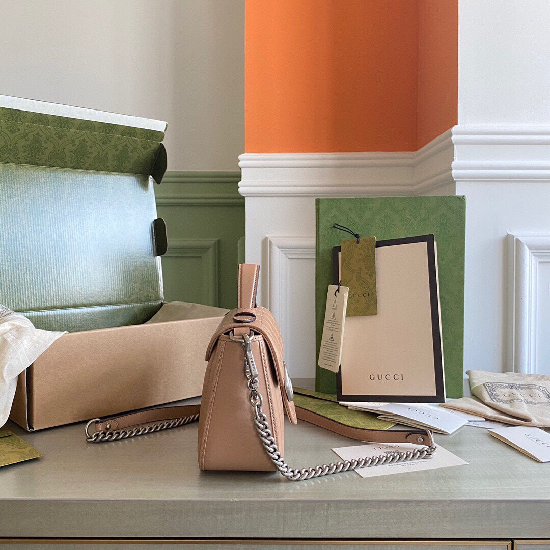 GC Marmont matelassé chevron leather Black / White / Dusty Pink / Gray Blue