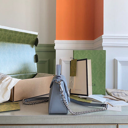 GC Marmont matelassé chevron leather Black / White / Dusty Pink / Gray Blue