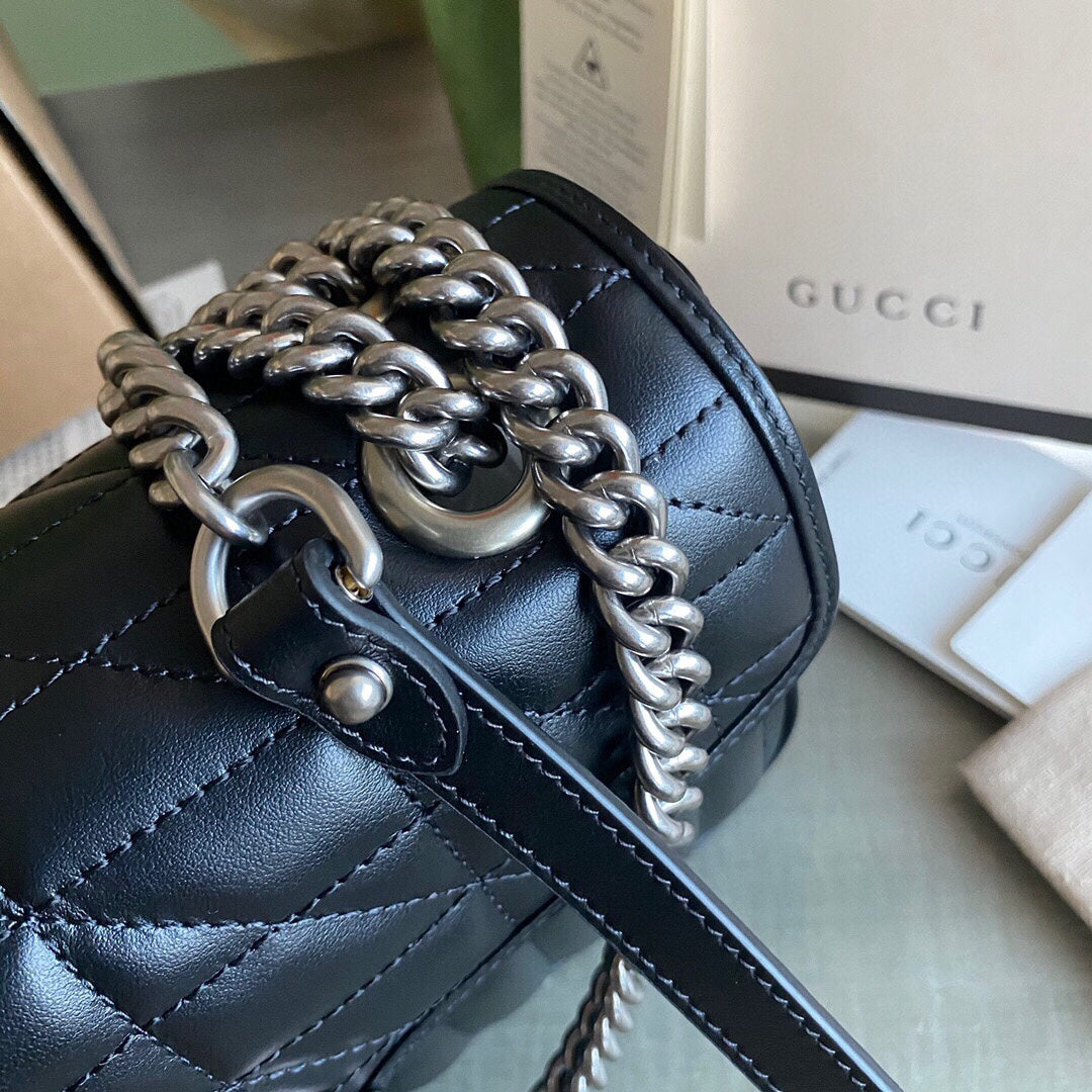 GC GG Marmont small shoulder bag Black / White / Dusty Pink / Gray Blue