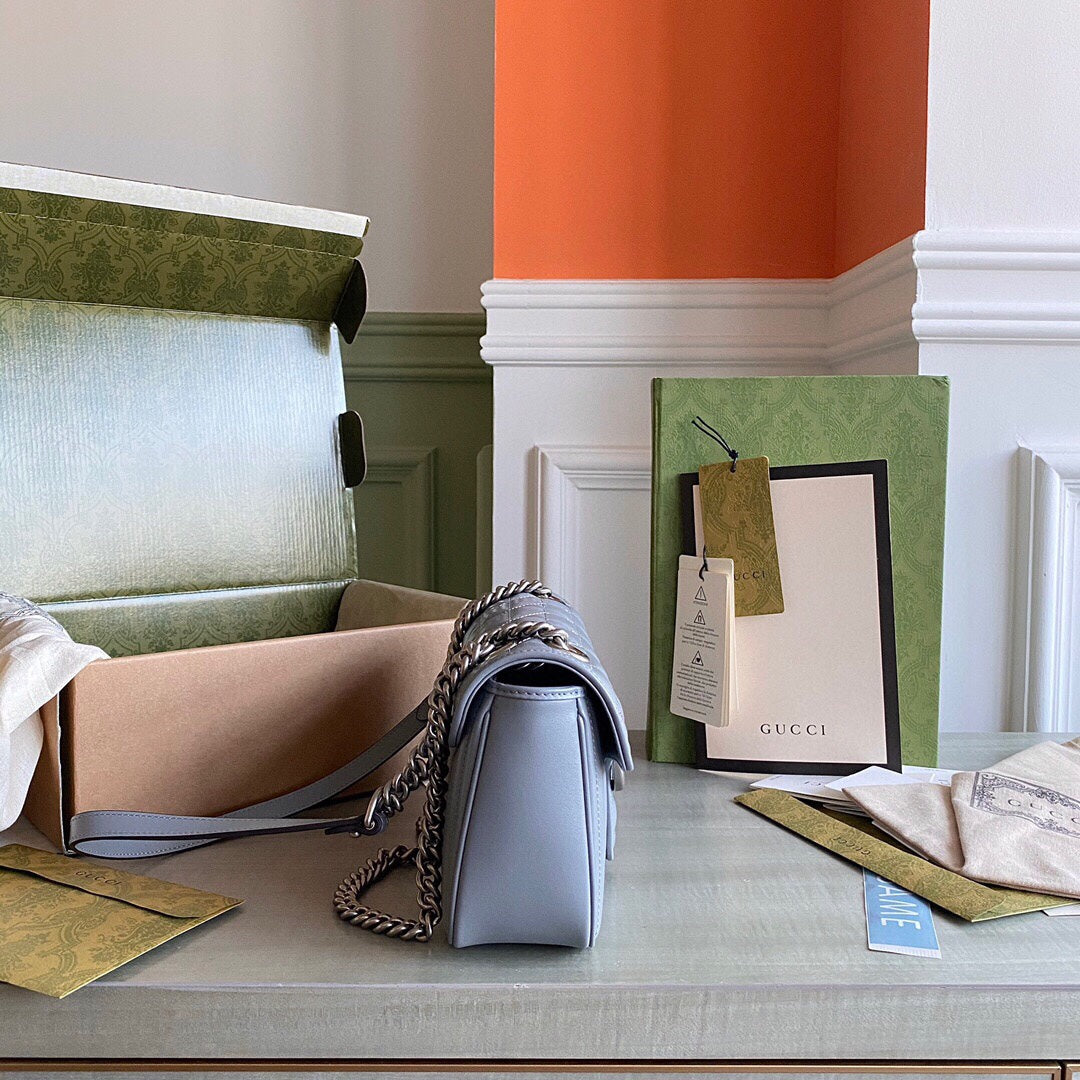 GC GG Marmont small shoulder bag Black / White / Dusty Pink / Gray Blue