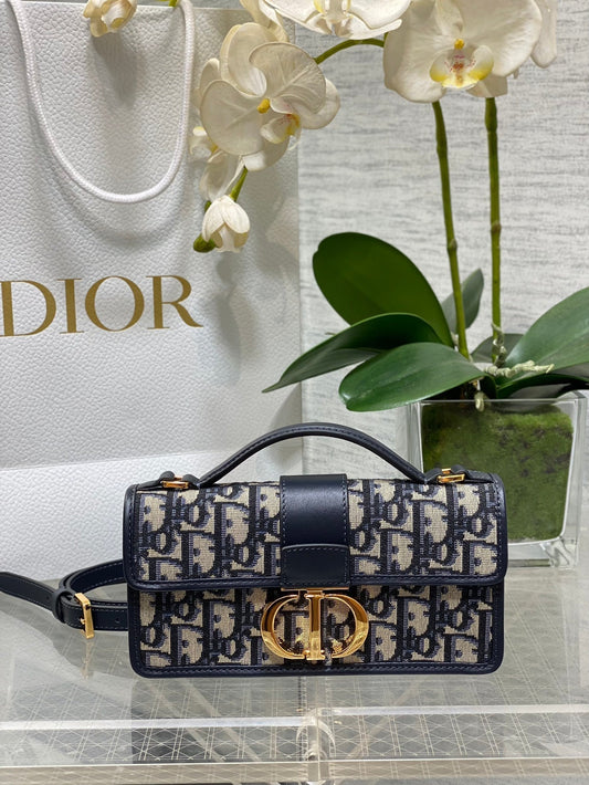 DO Miss Montaigne Mini Bag Blue Dior Oblique Jacquard
