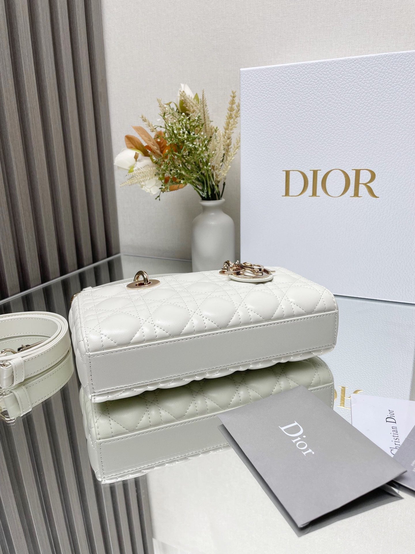 DO  Micro / Small / Medium Lady D-Joy Bag Latte Cannage Lambskin