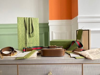 GC Horsebit 1955 small shoulder bag Beige and ebony