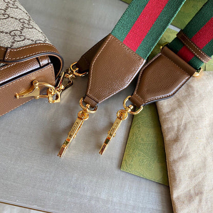 GC Horsebit 1955 small shoulder bag Beige and ebony