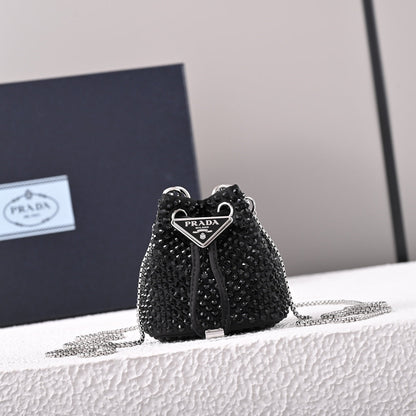 PD Embellished satin mini-pouch