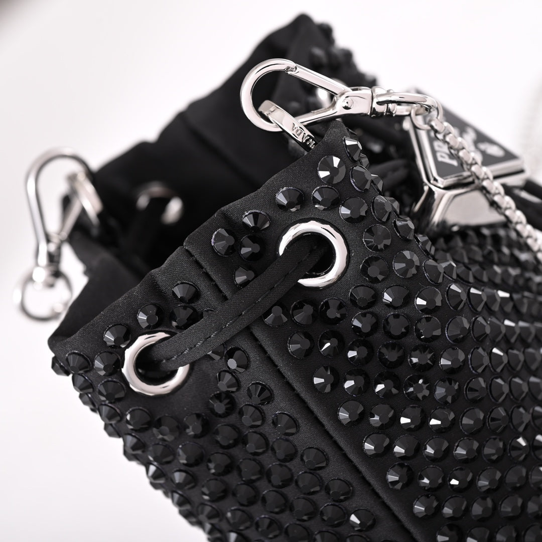 PD Embellished satin mini-pouch