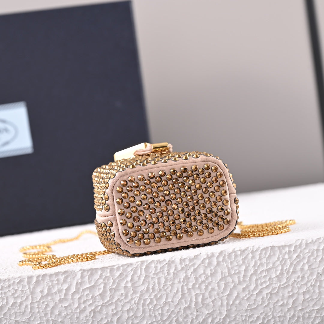 PD Embellished satin mini-pouch