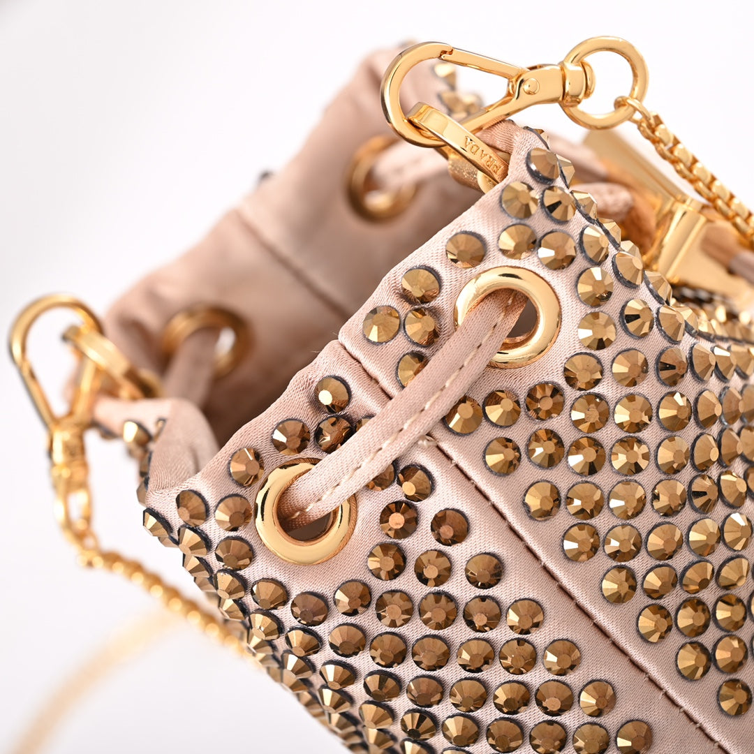 PD Embellished satin mini-pouch