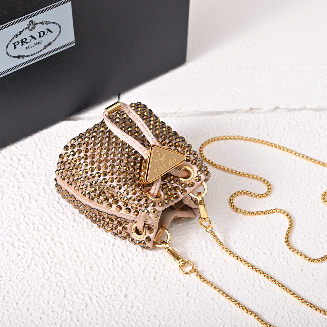 PD Embellished satin mini-pouch