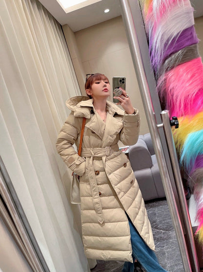 Bur New Double-breasted hooded down jacket