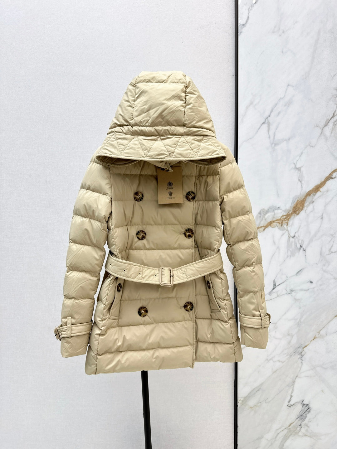 Bur New Short double-breasted hooded down jacket