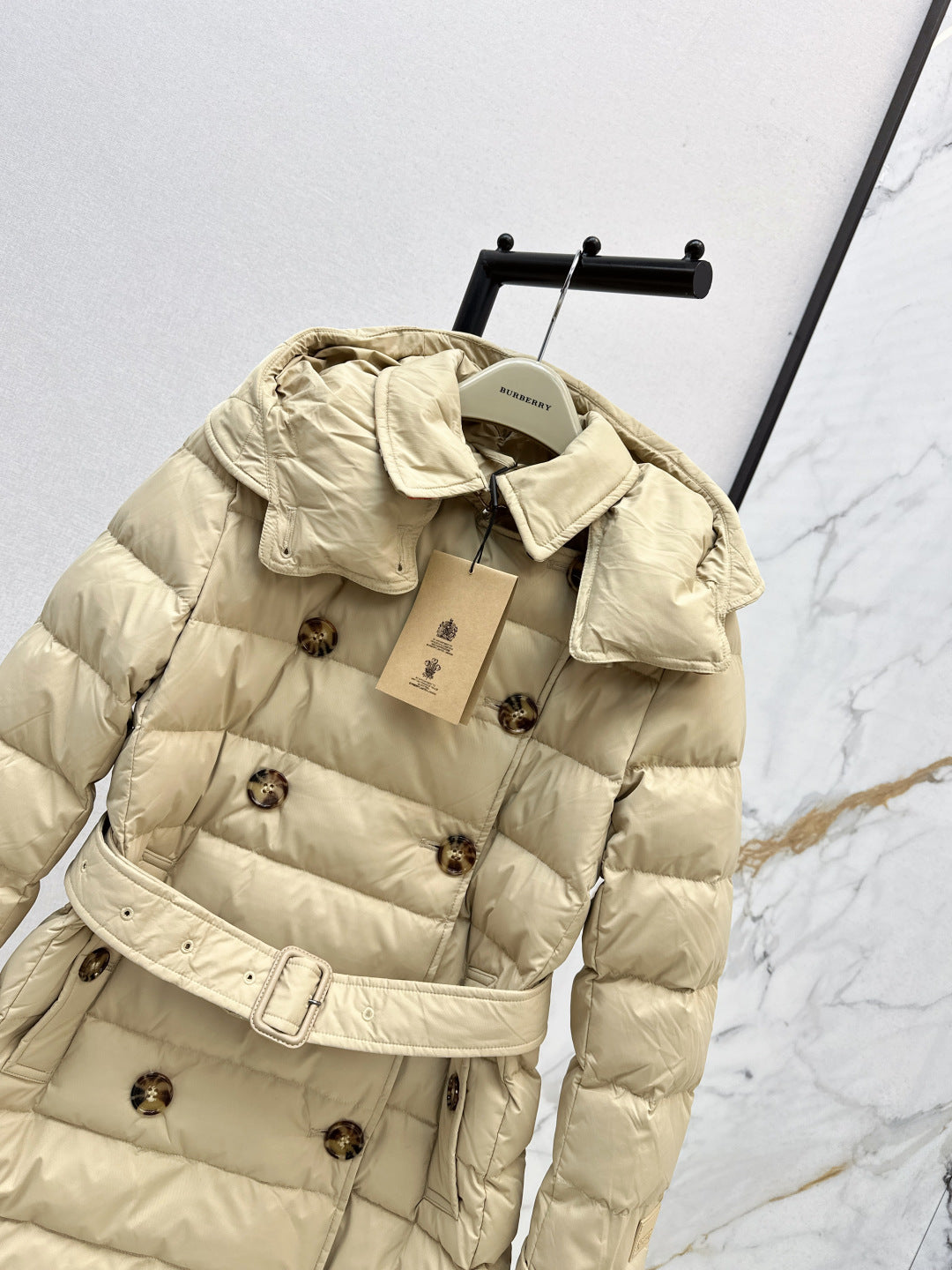 Bur New Short double-breasted hooded down jacket