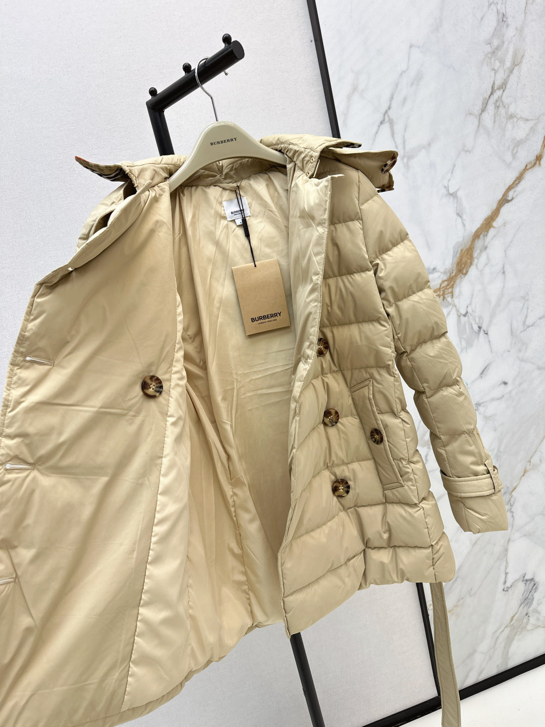 Bur New Short double-breasted hooded down jacket