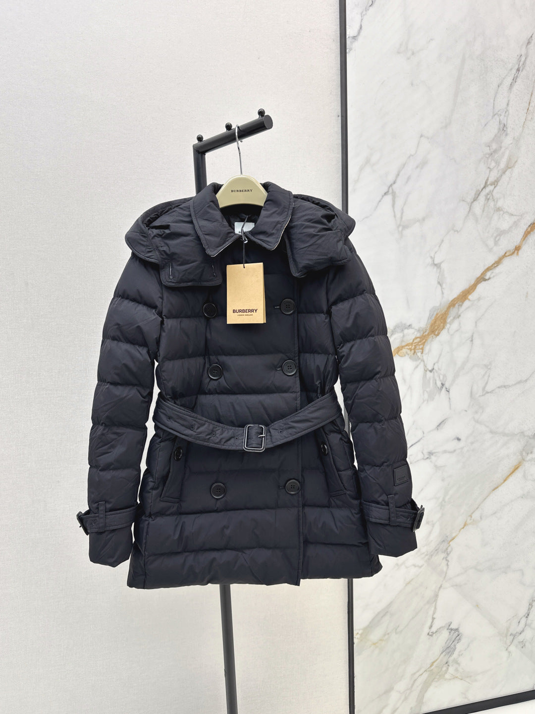 Bur New Short double-breasted hooded down jacket