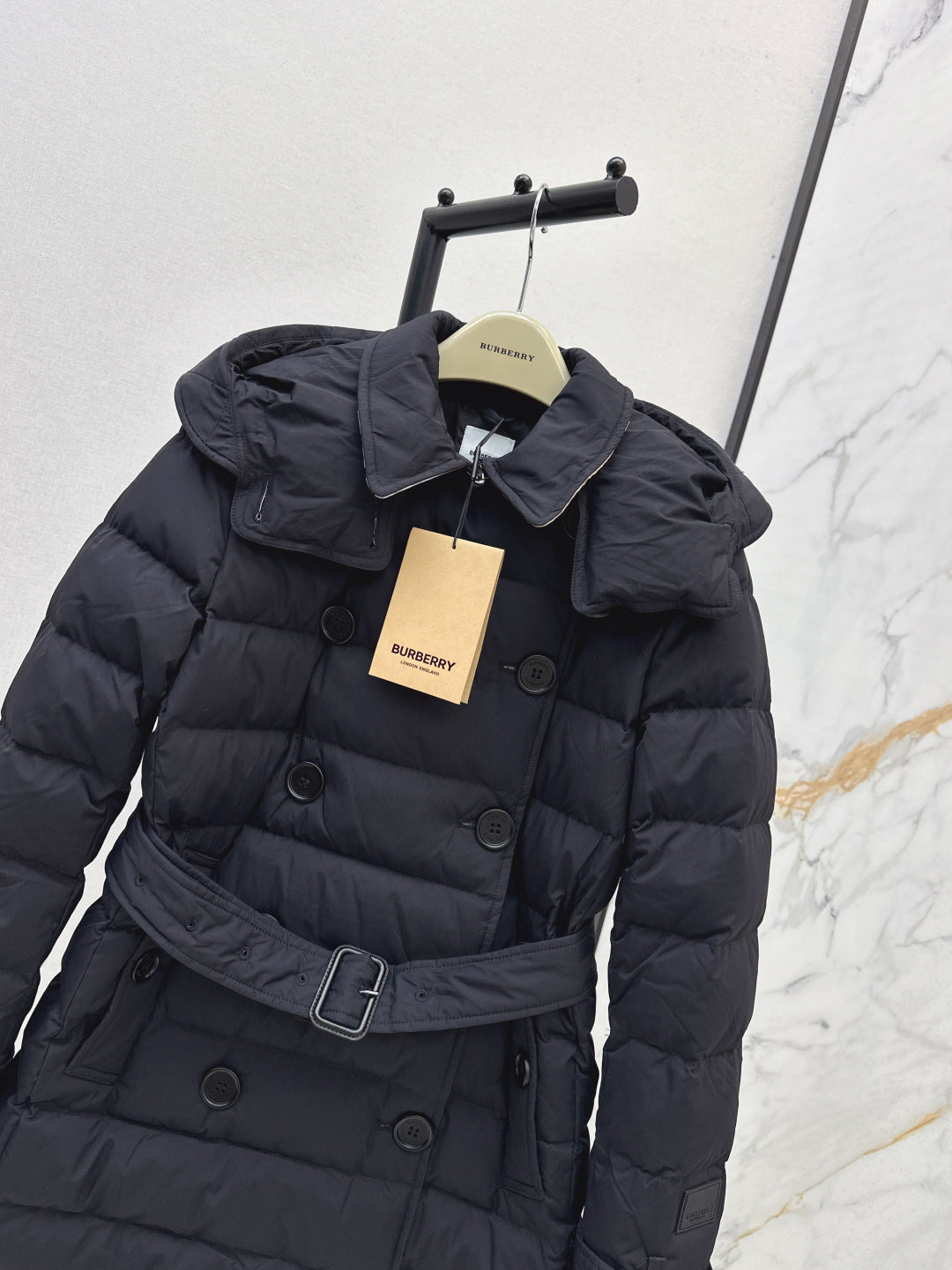 Bur New Short double-breasted hooded down jacket