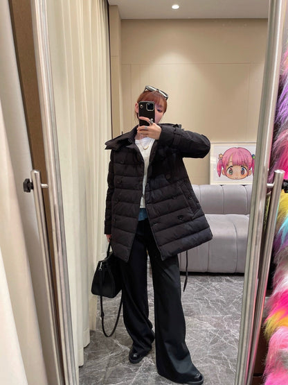 Bur New Short double-breasted hooded down jacket