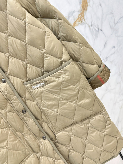 Bur New Diamond-patterned mid-length down jacket