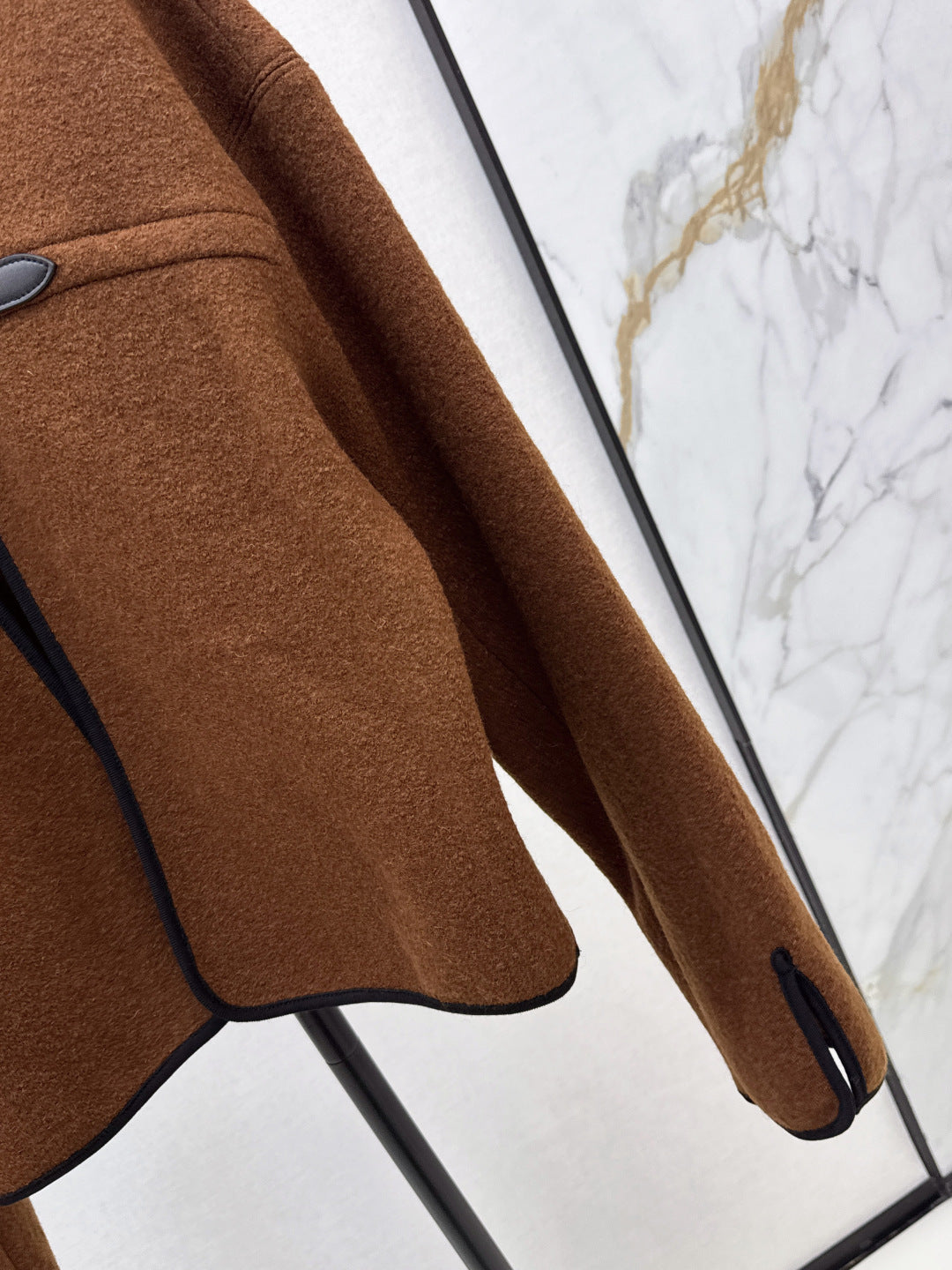 Louis  New Leather buttoned cape coat