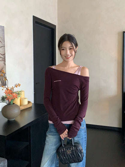 Miu New Fake two-piece design bottoming shirt