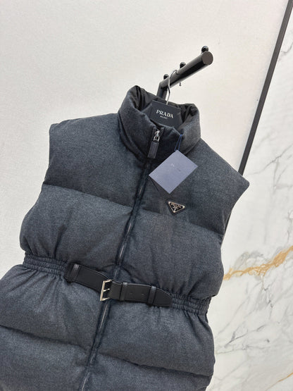 Pra New belt waist vest down jacket