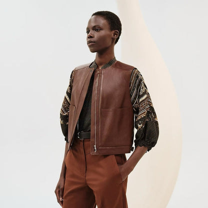 Herm New leather vest jacket