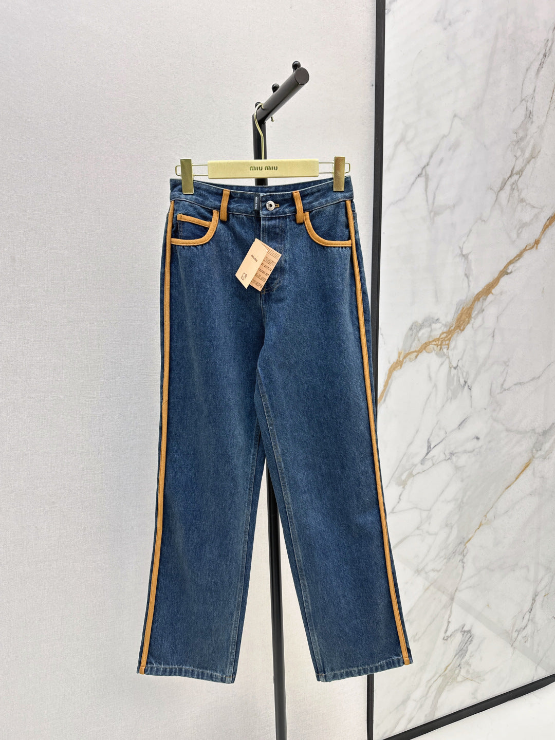 Miu New patchwork leather jeans